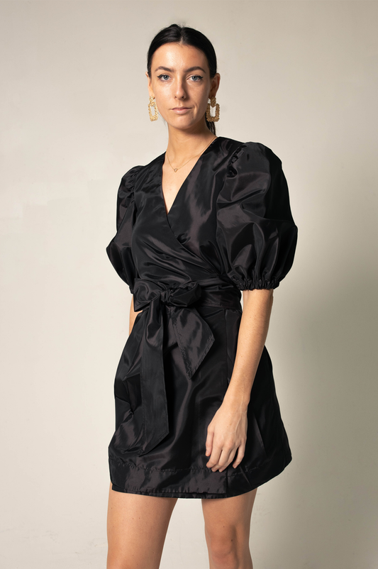 Le Réussi®, Black Lusso Wrap Dress